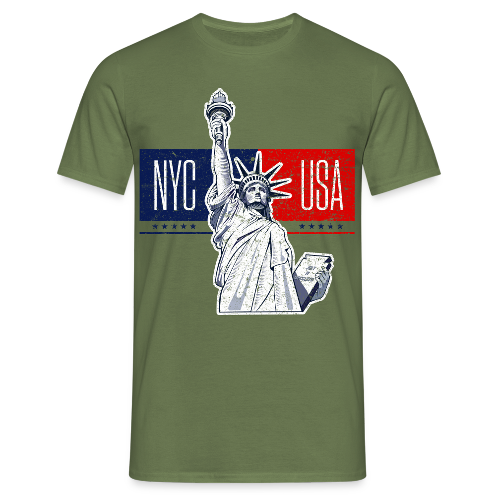 New York Freiheitsstatue Liberty Big Apple T-Shirt - Militärgrün