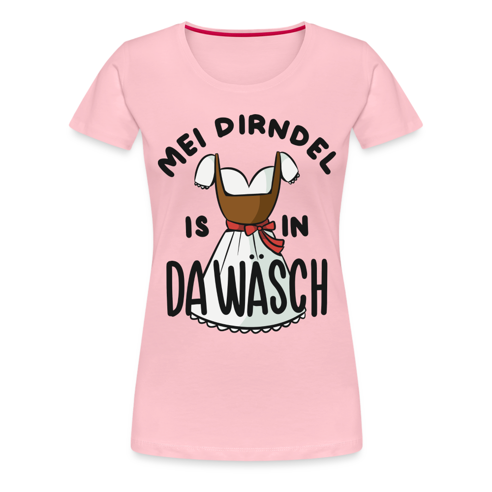 Mei Dirndl is in da wasch lustiges Frauen Premium T-Shirt - Hellrosa