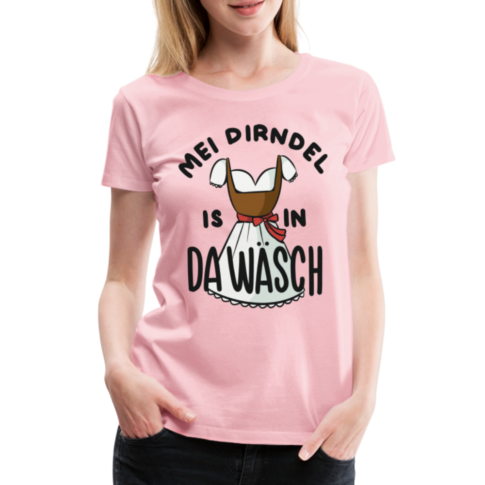 Mei Dirndl is in da wasch lustiges Frauen Premium T-Shirt - Hellrosa