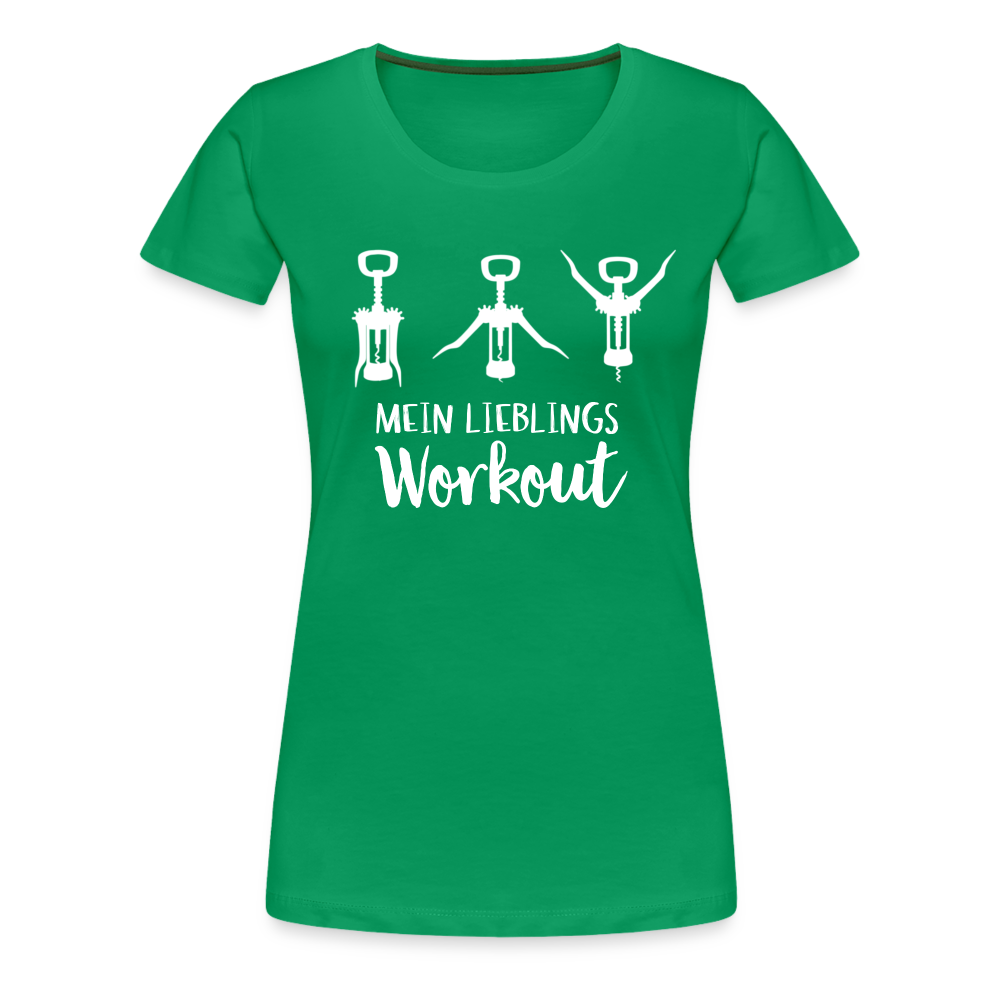 Wein Korkenzieher Mein Lieblings Workout Lustiges Frauen Premium T-Shirt - Kelly Green