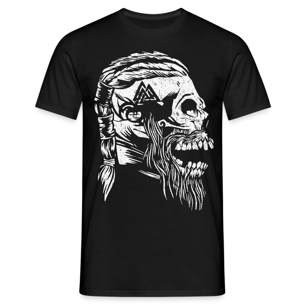 Wikinger Shirt Wikinger Totenkopf Viking Skull T-Shirt - Schwarz