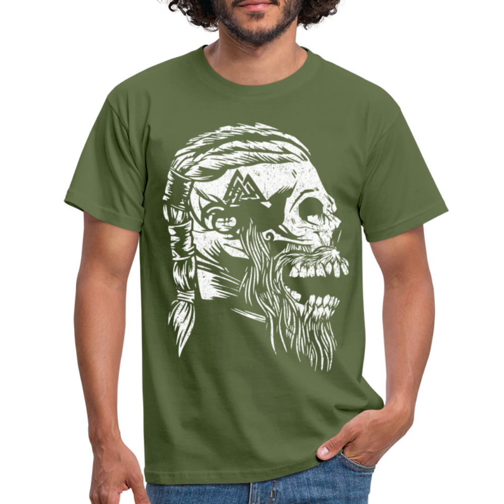 Wikinger Shirt Wikinger Totenkopf Viking Skull T-Shirt - Militärgrün