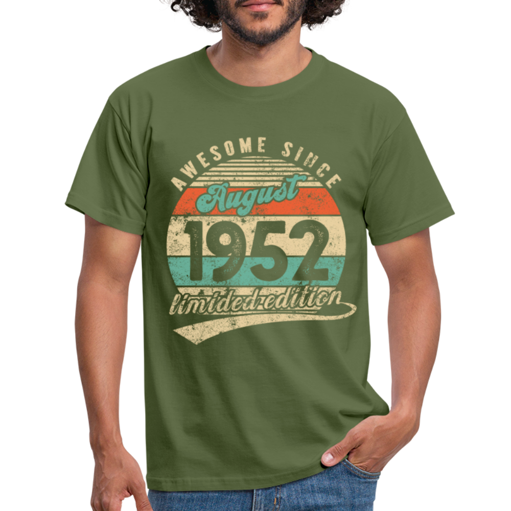 70. Geburtstag Geboren August 1952 Awesome Since 1952 T-Shirt - Militärgrün