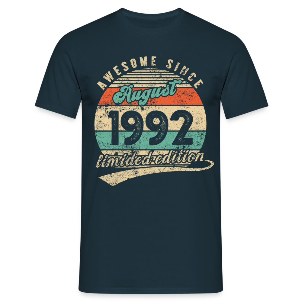 30. Geburtstag Geboren August 1992 Awesome Since 1992 T-Shirt - Navy