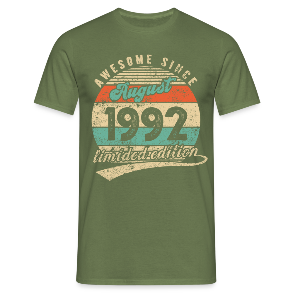 30. Geburtstag Geboren August 1992 Awesome Since 1992 T-Shirt - Militärgrün