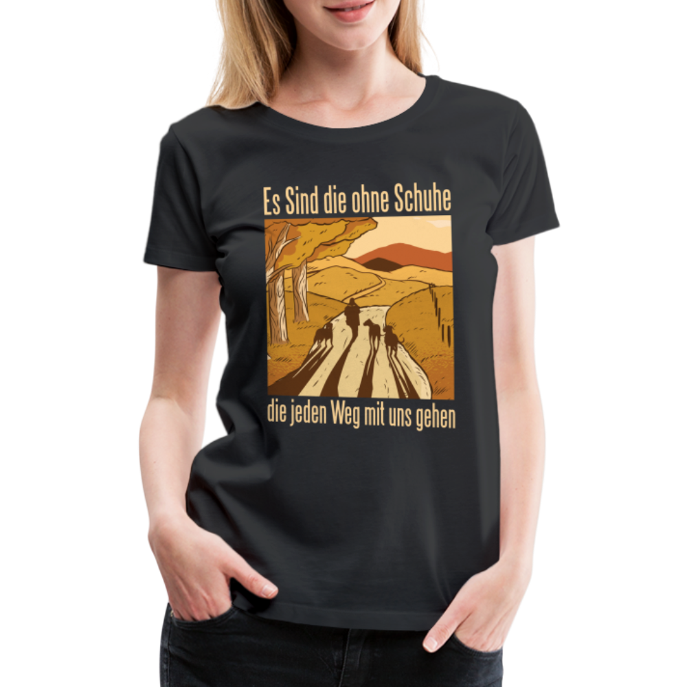 Hundeliebhaber Shirt Hunde gehen jeden Weg mit uns Frauen Premium T-Shirt - Schwarz