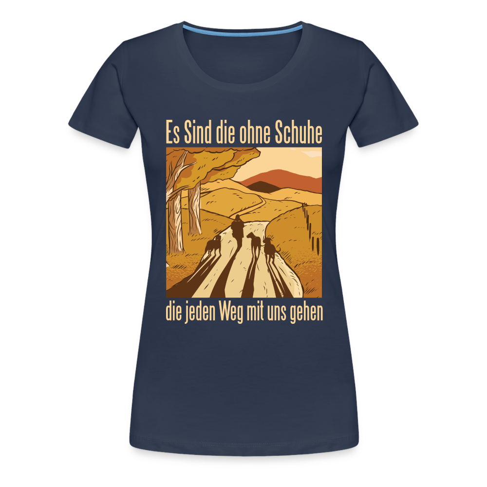 Hundeliebhaber Shirt Hunde gehen jeden Weg mit uns Frauen Premium T-Shirt - Navy