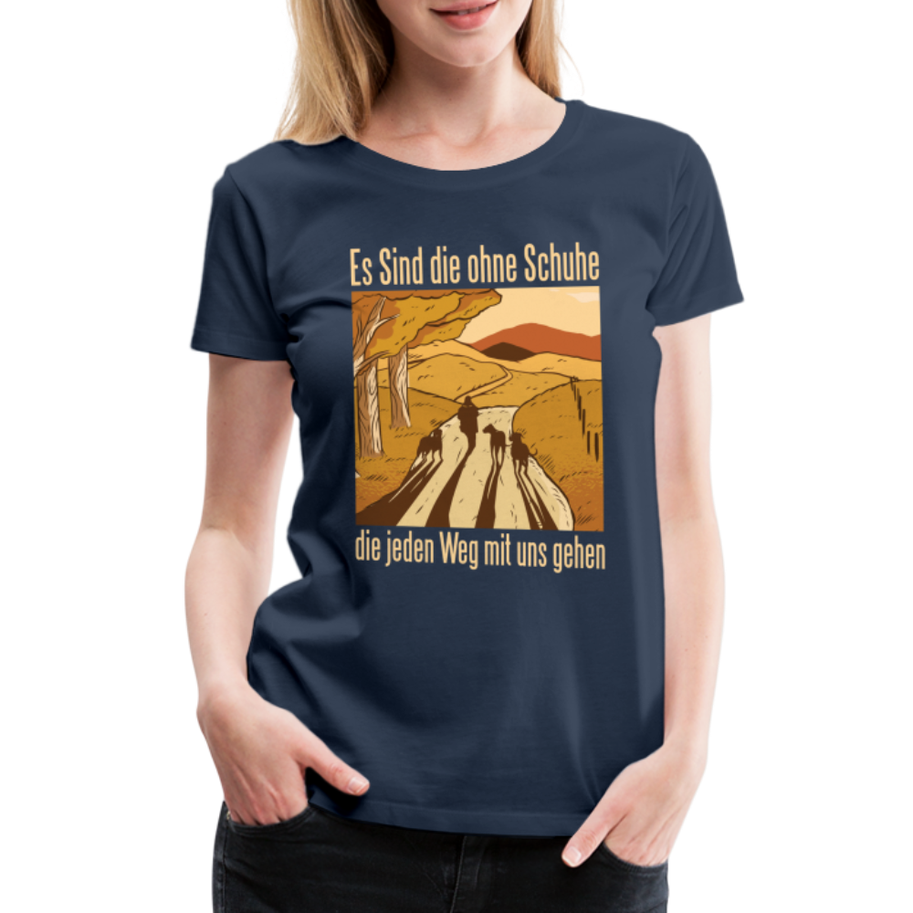 Hundeliebhaber Shirt Hunde gehen jeden Weg mit uns Frauen Premium T-Shirt - Navy