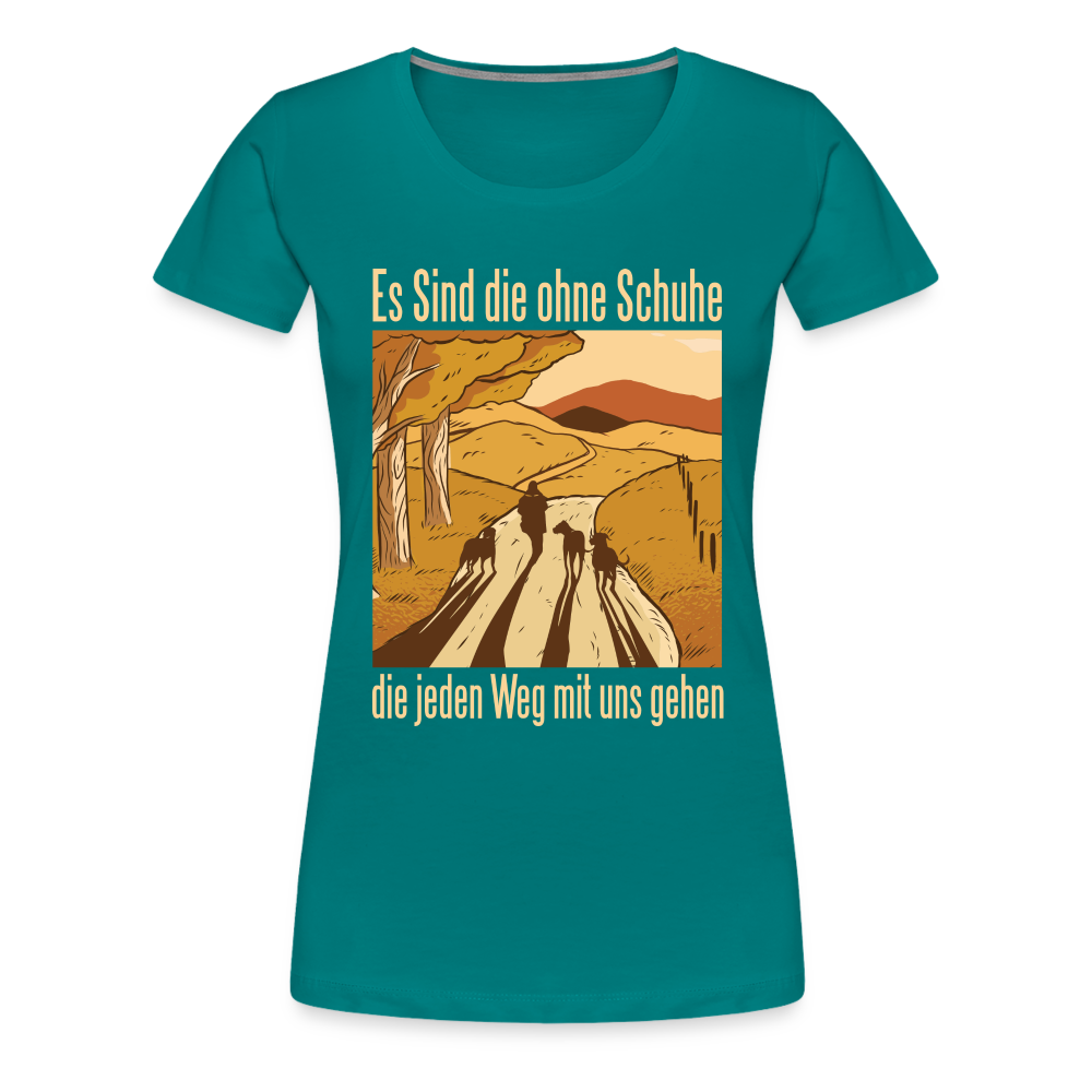 Hundeliebhaber Shirt Hunde gehen jeden Weg mit uns Frauen Premium T-Shirt - Divablau