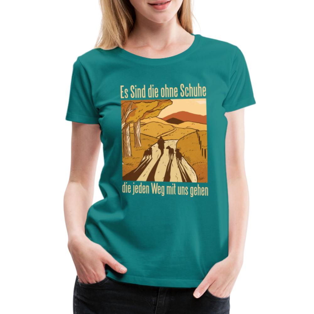 Hundeliebhaber Shirt Hunde gehen jeden Weg mit uns Frauen Premium T-Shirt - Divablau