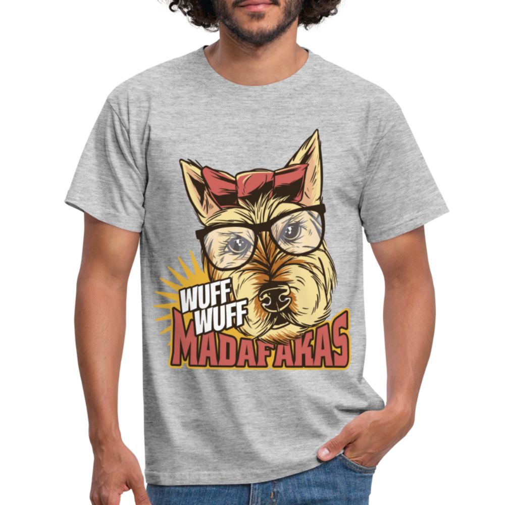 Hunde Shirt Wuff Wuff Madafakas Lustiges Hunde T-Shirt - Grau meliert