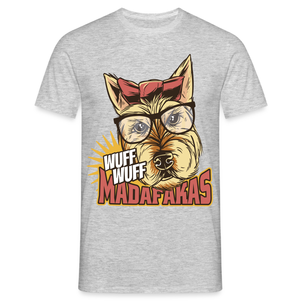 Hunde Shirt Wuff Wuff Madafakas Lustiges Hunde T-Shirt - Grau meliert