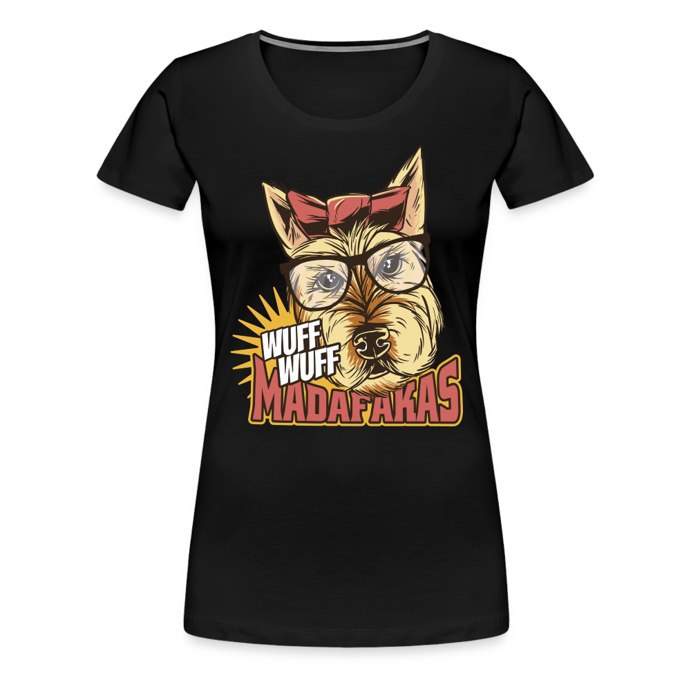 Hunde Shirt Wuff Wuff Madafakas Lustiges Hunde Frauen Premium T-Shirt - Schwarz