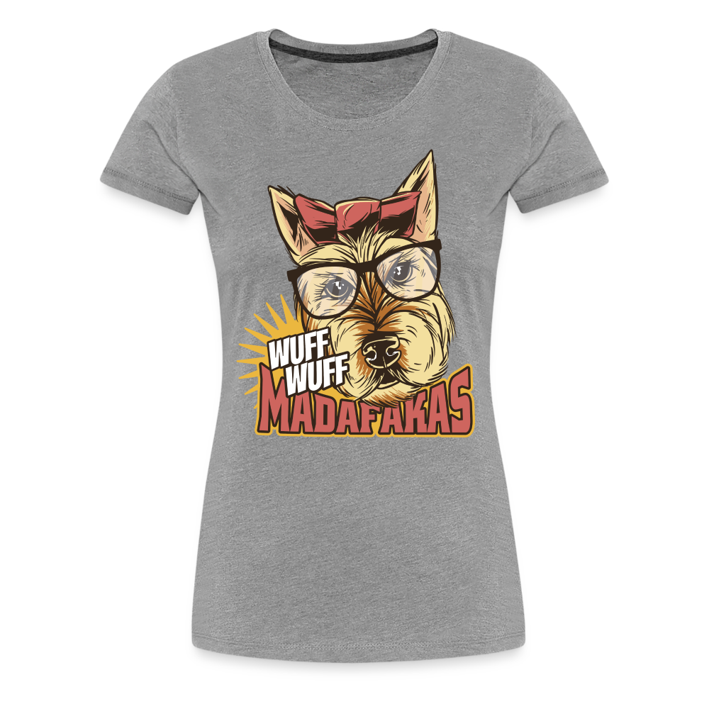 Hunde Shirt Wuff Wuff Madafakas Lustiges Hunde Frauen Premium T-Shirt - Grau meliert