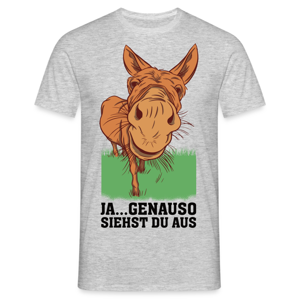 Lustiger Esel - Genauso siehst du aus Lustiges T-Shirt - Grau meliert