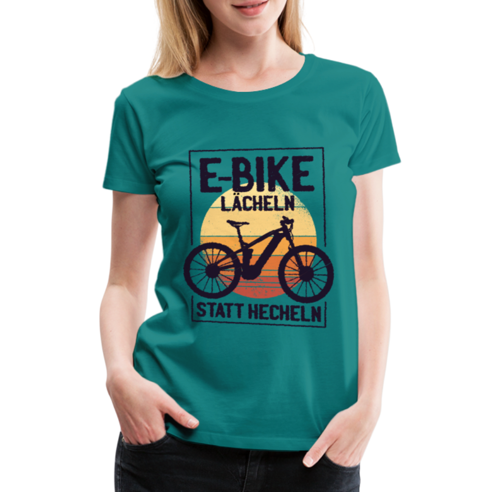 E-Bike Shirt - Lächeln statt hecheln - Lustiges Frauen Premium T-Shirt - Divablau