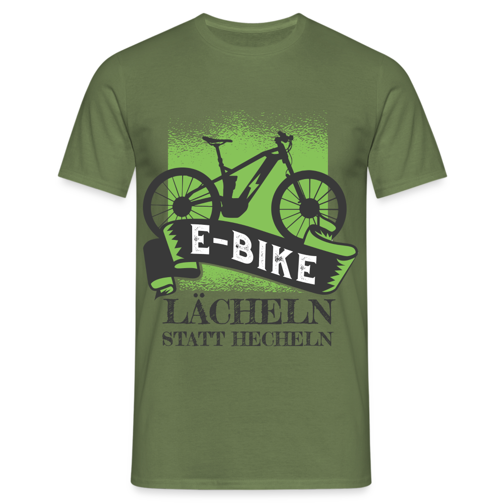 E-Bike Shirt - Lächeln statt hecheln - Lustiges T-Shirt - Militärgrün