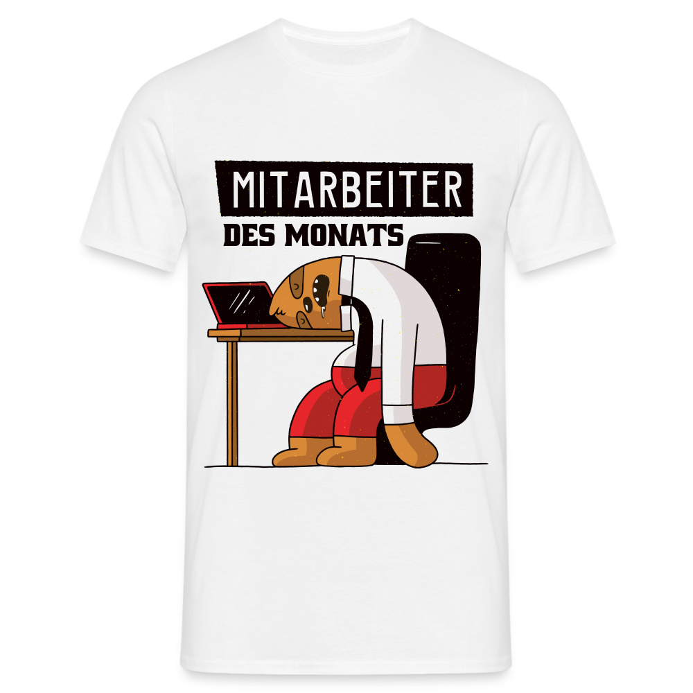 Faultier Büro Schreibtisch Mitarbeiter des Monats Lustiges T-Shirt - weiß