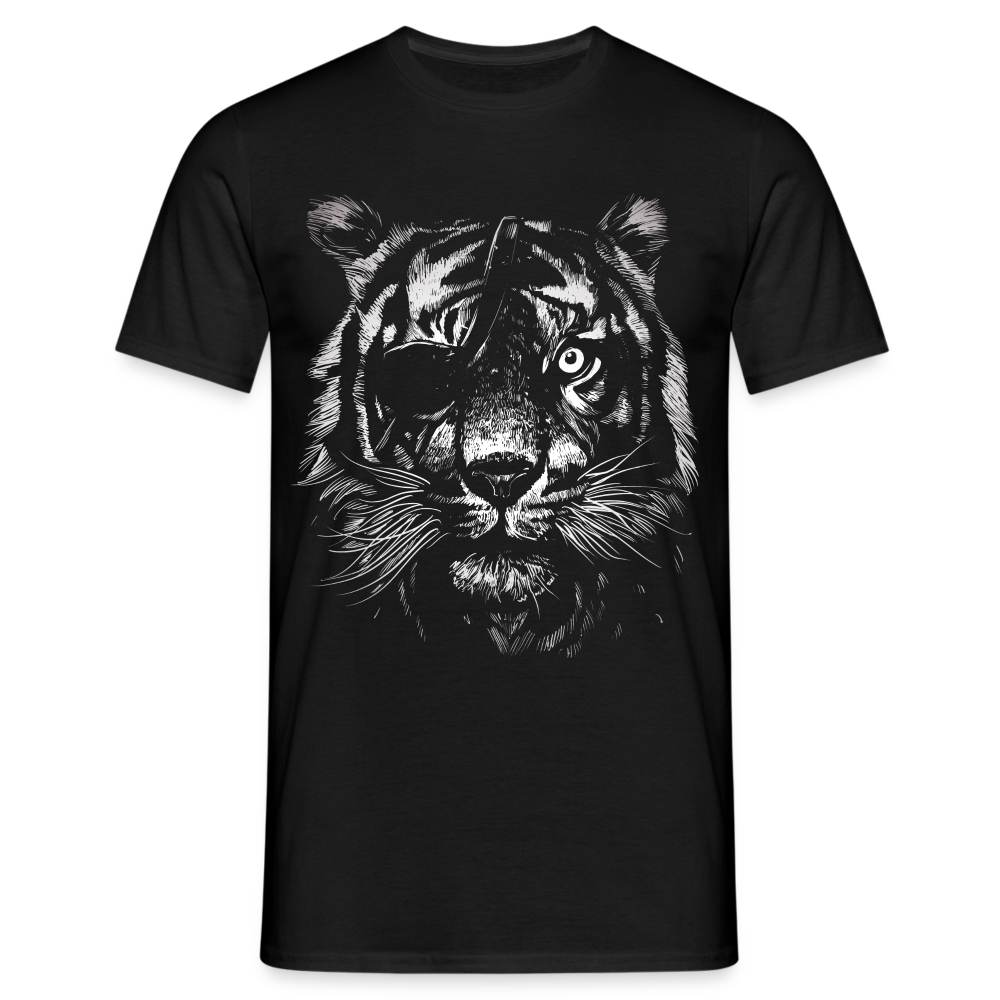 Stolzer Tiger mit Augenklappe T-Shirt - Schwarz