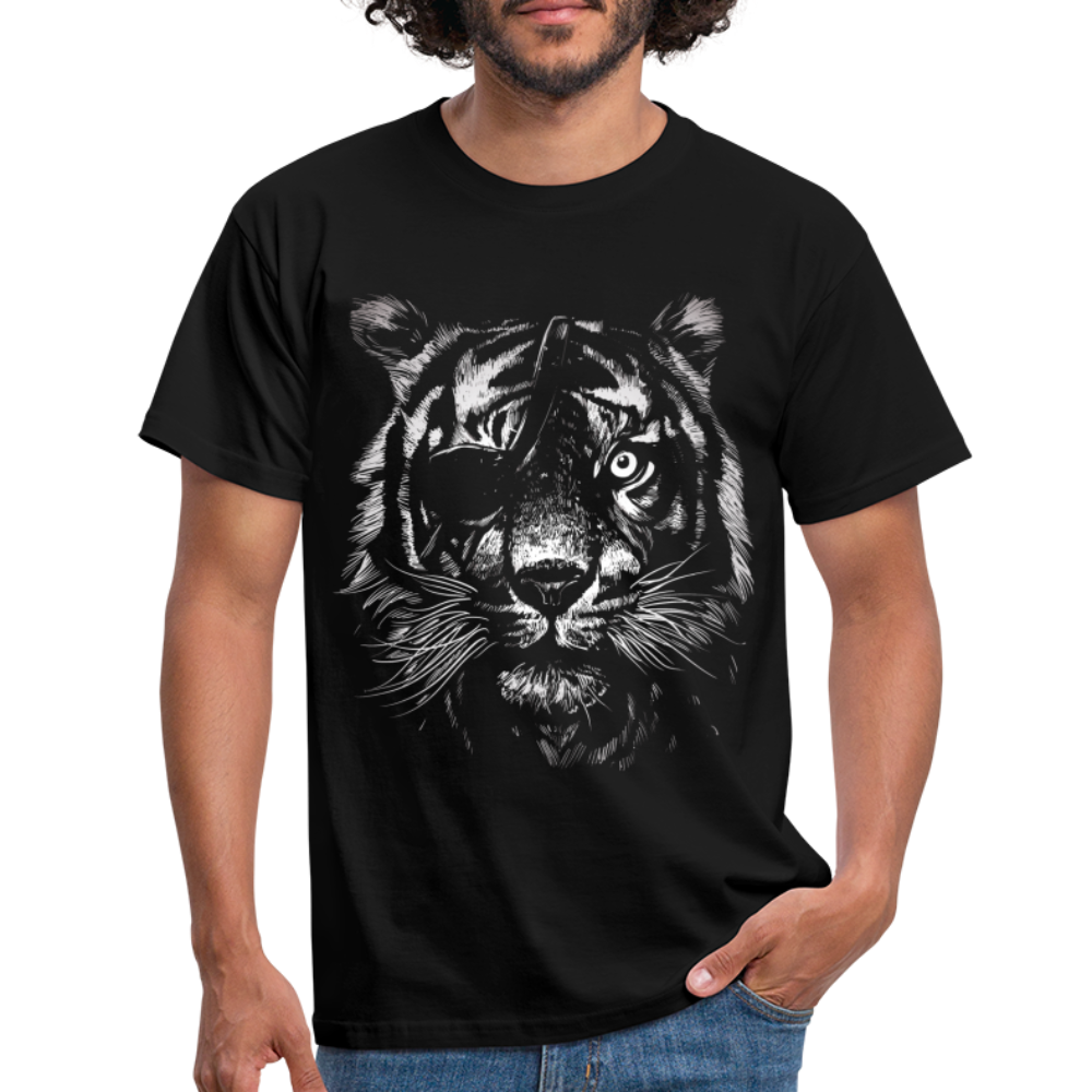 Stolzer Tiger mit Augenklappe T-Shirt - Schwarz