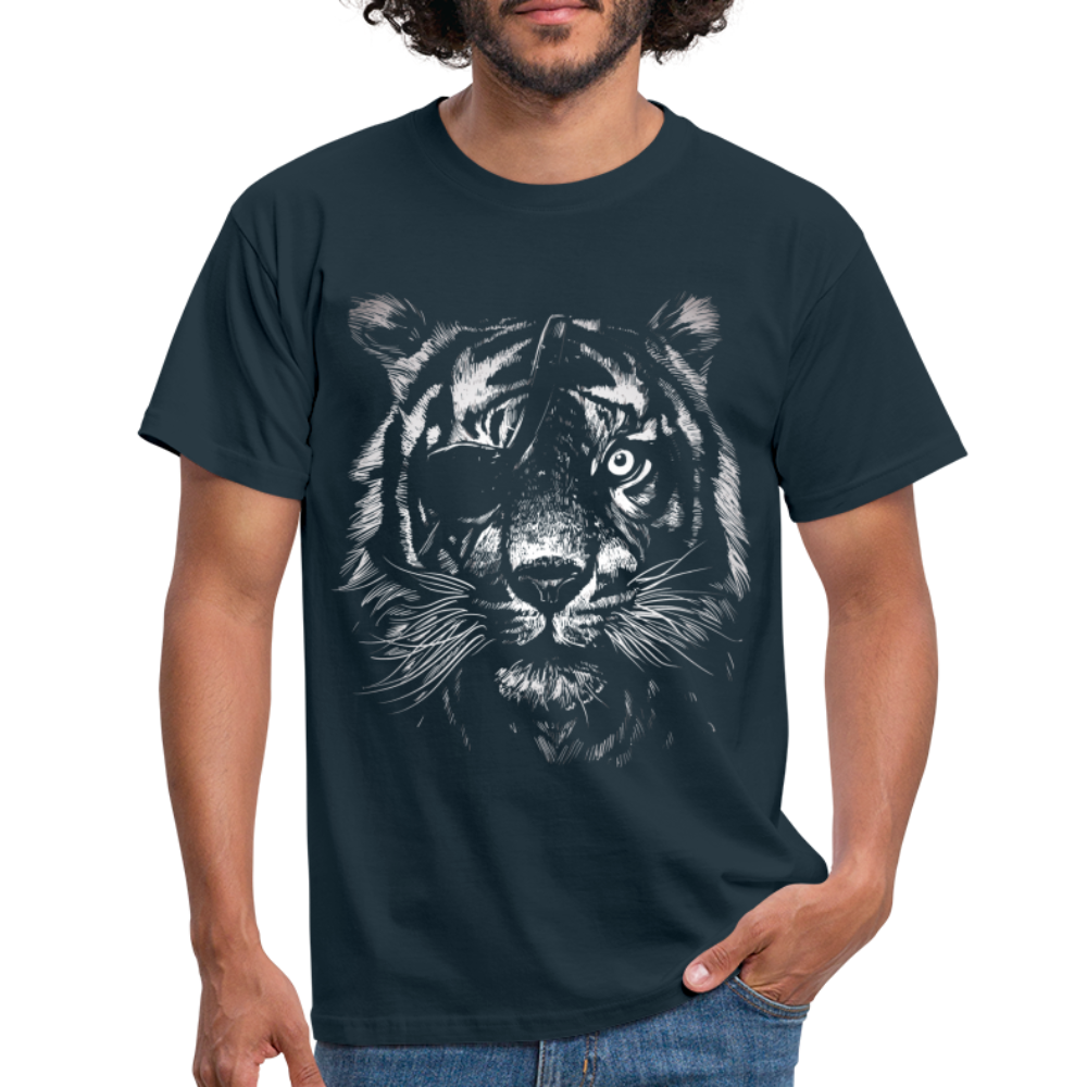 Stolzer Tiger mit Augenklappe T-Shirt - Navy