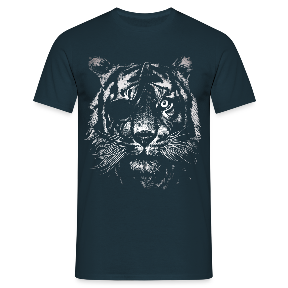 Stolzer Tiger mit Augenklappe T-Shirt - Navy