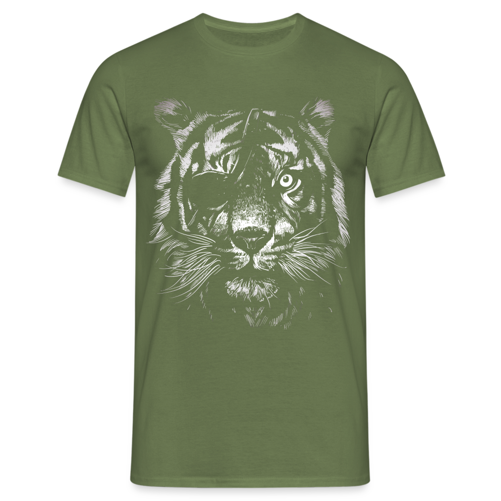 Stolzer Tiger mit Augenklappe T-Shirt - Militärgrün