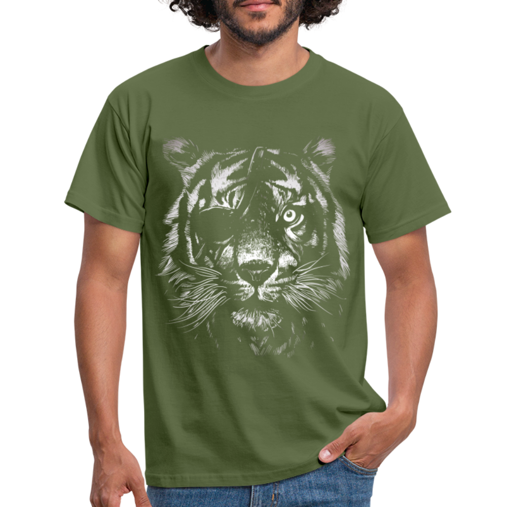 Stolzer Tiger mit Augenklappe T-Shirt - Militärgrün