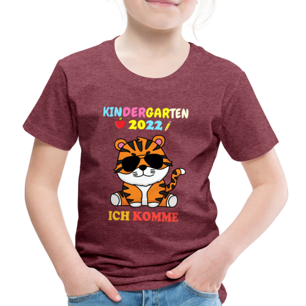 Kindergarten 2022 Shirt Ich komme in den Kindergarten Premium T-Shirt - Bordeauxrot meliert