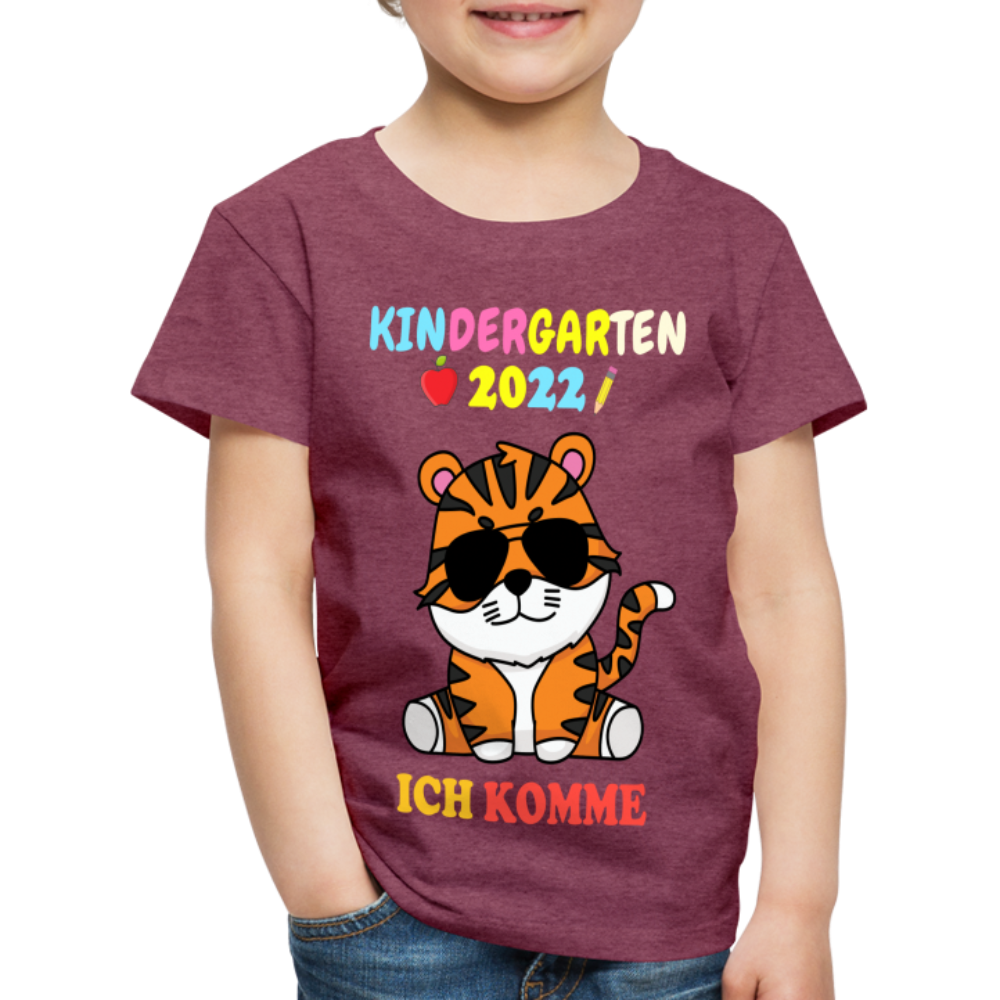 Kindergarten 2022 Shirt Ich komme in den Kindergarten Premium T-Shirt - Bordeauxrot meliert