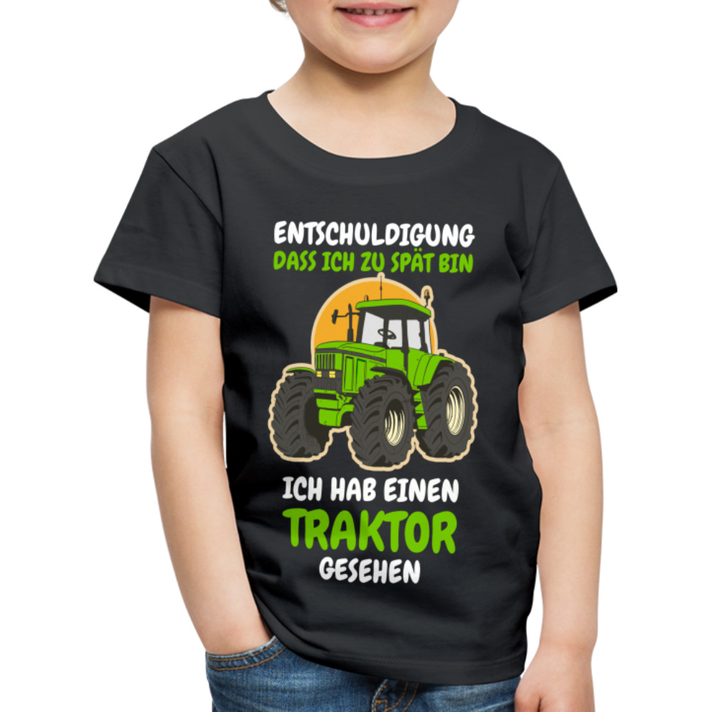 Traktor Shirt Bin zu spät hab einen Traktor gesehen Kinder Premium T-Shirt - Schwarz