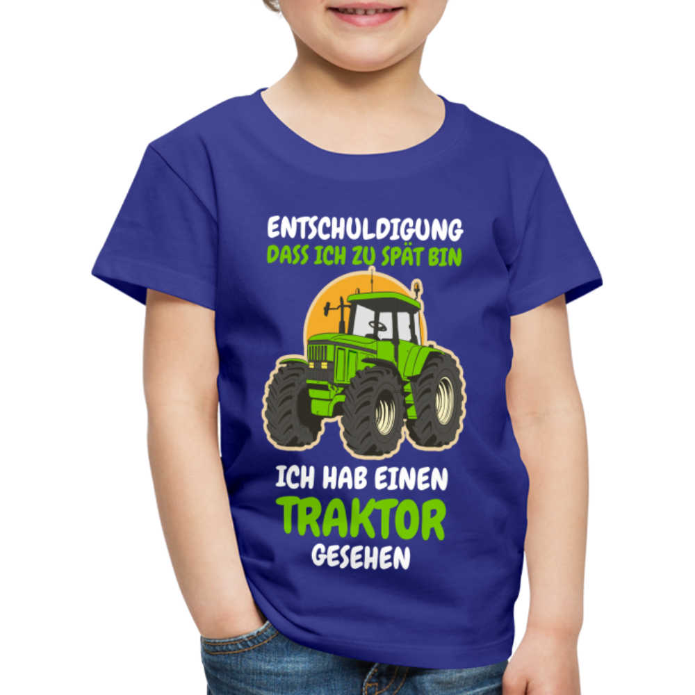 Traktor Shirt Bin zu spät hab einen Traktor gesehen Kinder Premium T-Shirt - Königsblau