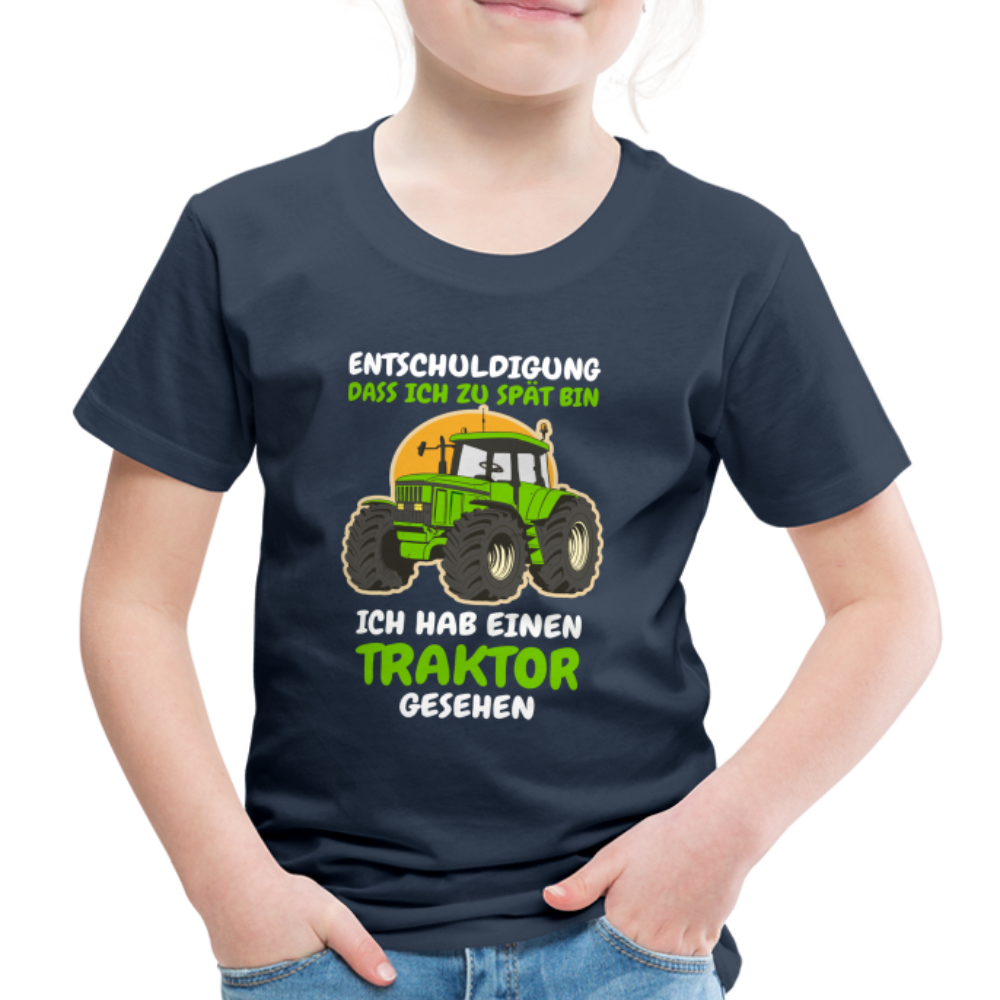 Traktor Shirt Bin zu spät hab einen Traktor gesehen Kinder Premium T-Shirt - Navy