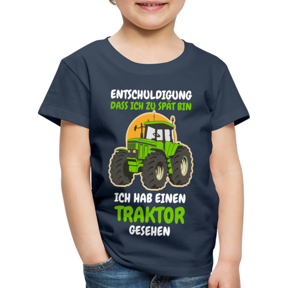 Traktor Shirt Bin zu spät hab einen Traktor gesehen Kinder Premium T-Shirt - Navy