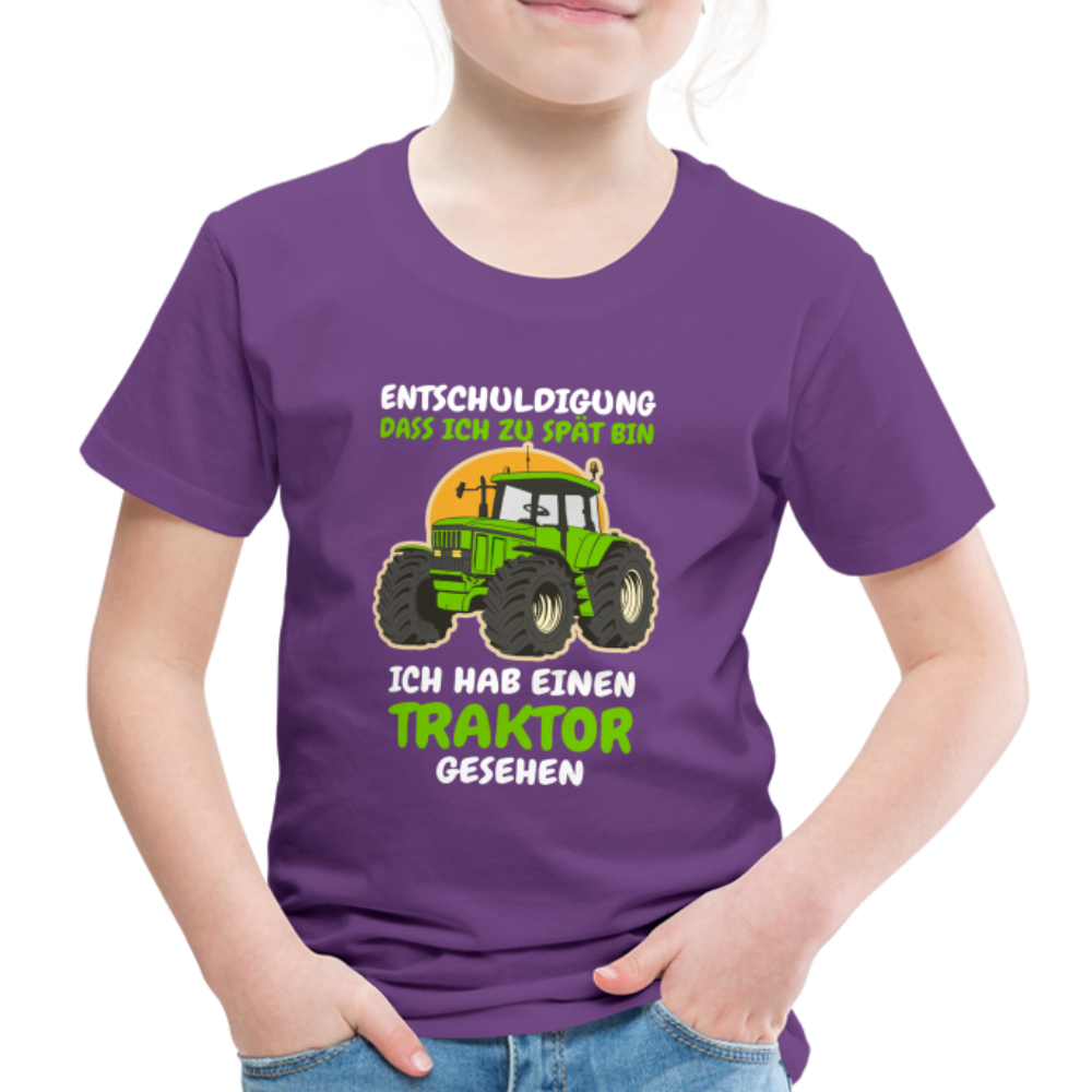 Traktor Shirt Bin zu spät hab einen Traktor gesehen Kinder Premium T-Shirt - Lila