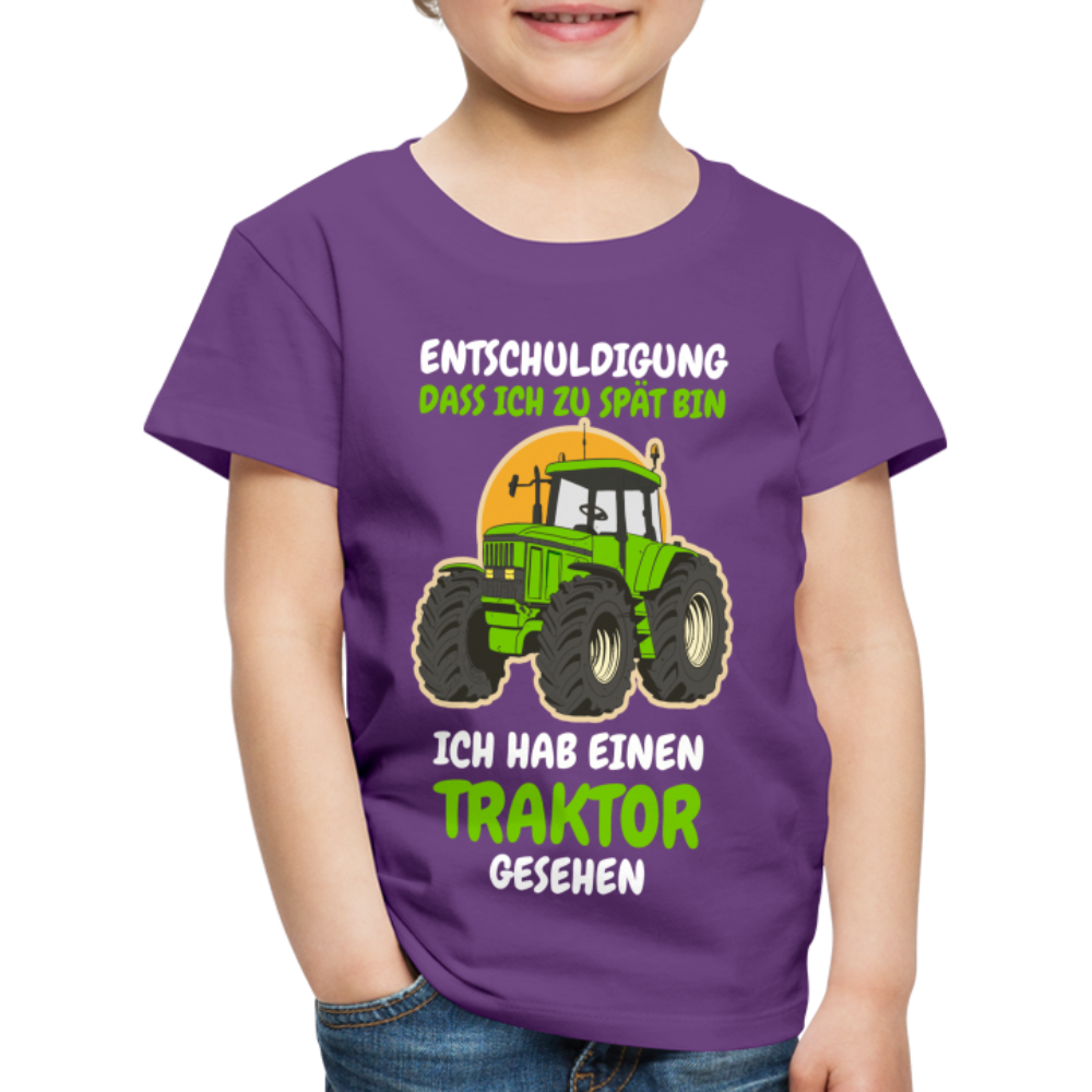 Traktor Shirt Bin zu spät hab einen Traktor gesehen Kinder Premium T-Shirt - Lila