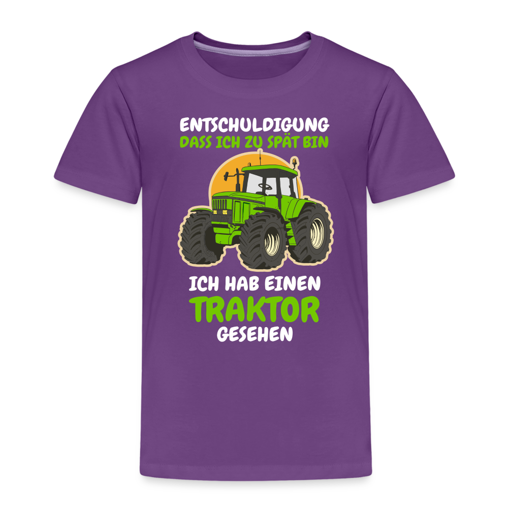 Traktor Shirt Bin zu spät hab einen Traktor gesehen Kinder Premium T-Shirt - Lila