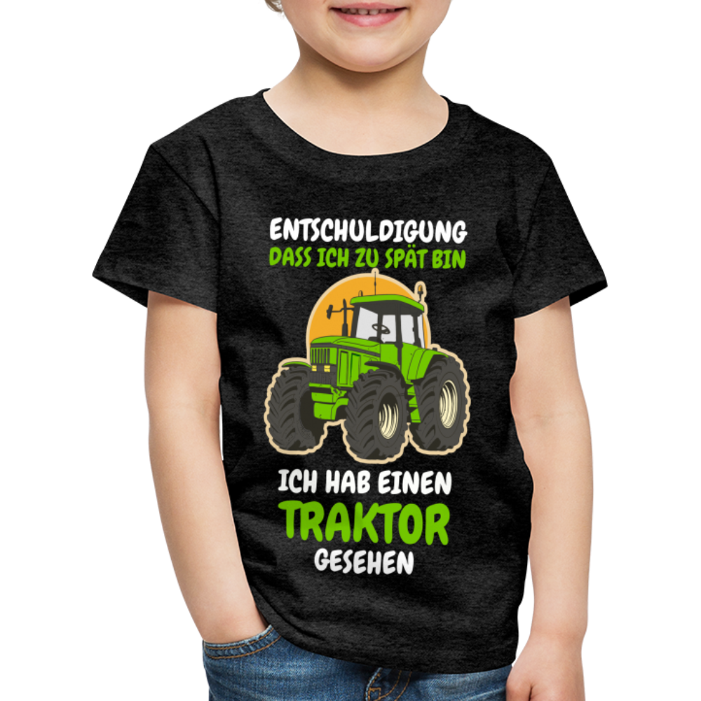 Traktor Shirt Bin zu spät hab einen Traktor gesehen Kinder Premium T-Shirt - Anthrazit