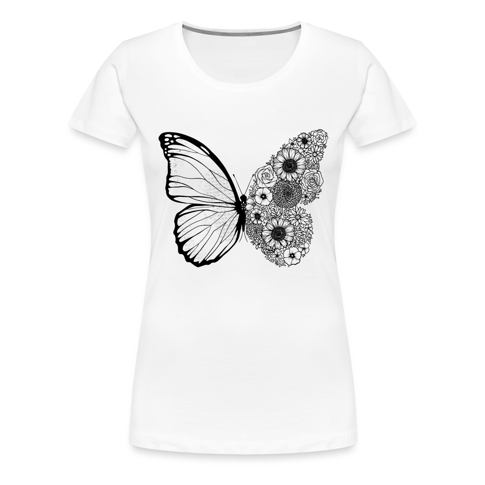 Sommer Shirt Schmetterling Blumen Frauen Premium T-Shirt - weiß