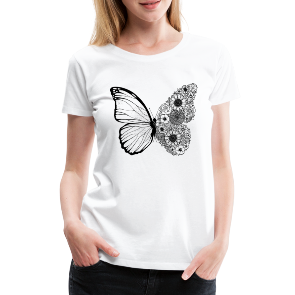 Sommer Shirt Schmetterling Blumen Frauen Premium T-Shirt - weiß