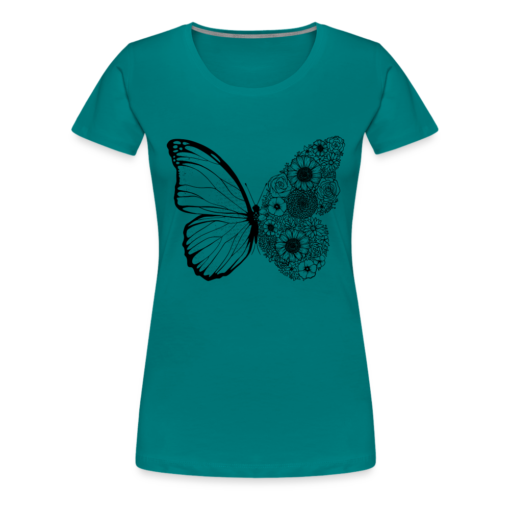 Sommer Shirt Schmetterling Blumen Frauen Premium T-Shirt - Divablau