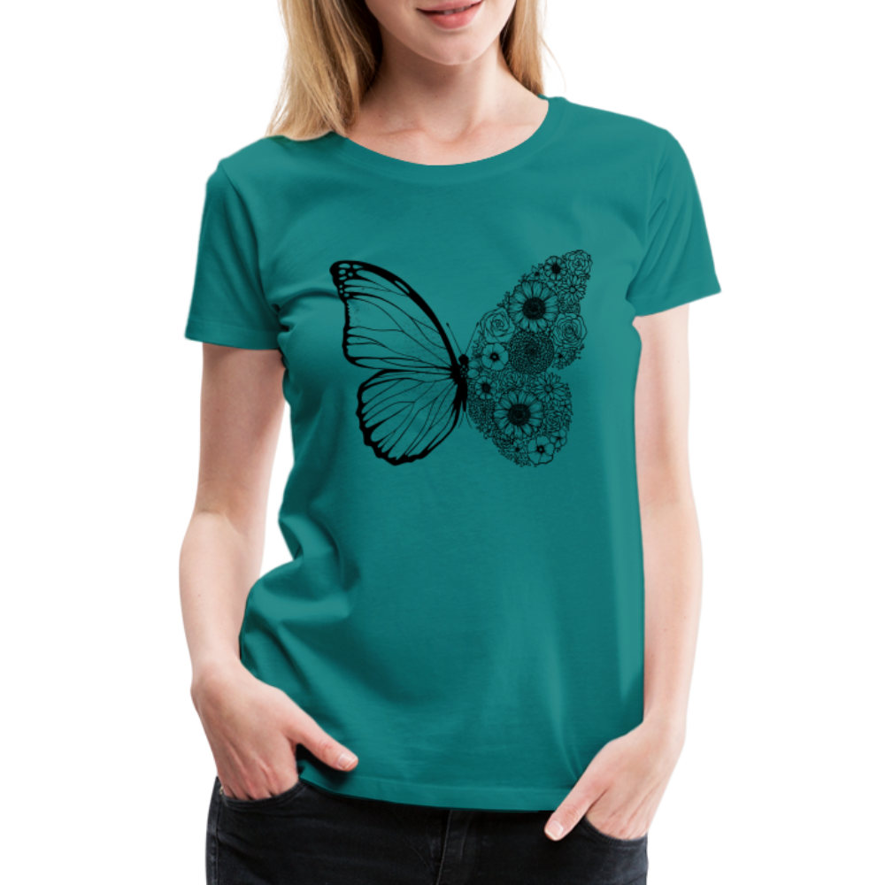 Sommer Shirt Schmetterling Blumen Frauen Premium T-Shirt - Divablau