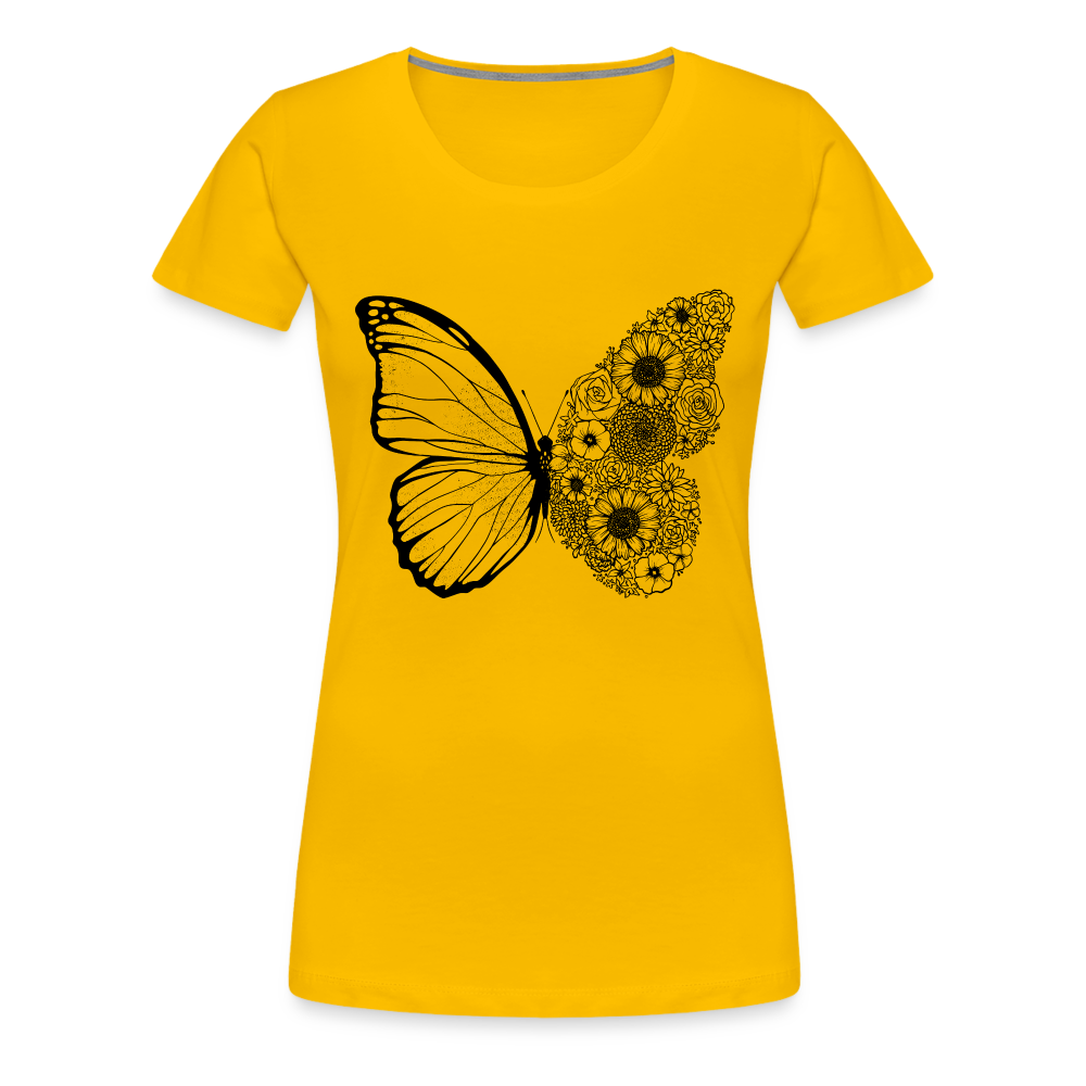 Sommer Shirt Schmetterling Blumen Frauen Premium T-Shirt - Sonnengelb