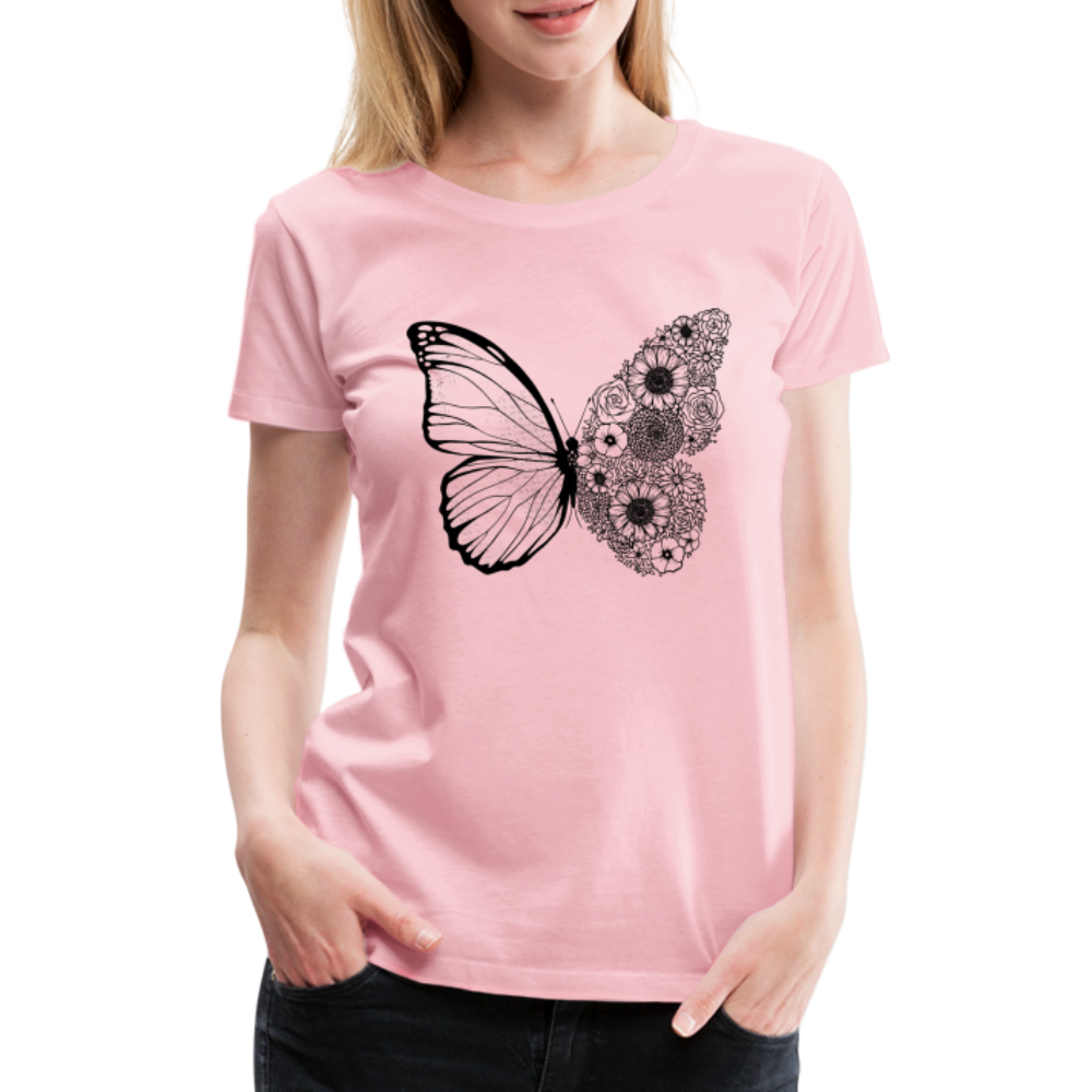 Sommer Shirt Schmetterling Blumen Frauen Premium T-Shirt - Hellrosa