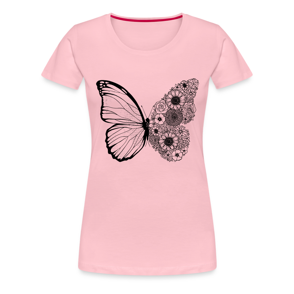 Sommer Shirt Schmetterling Blumen Frauen Premium T-Shirt - Hellrosa