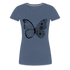 Sommer Shirt Schmetterling Blumen Frauen Premium T-Shirt - Blau meliert