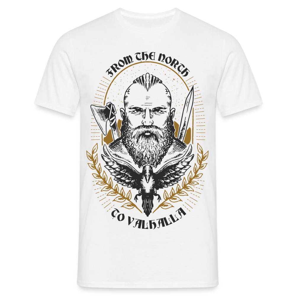Wikinger Shirt Viking from north to Valhalla T-Shirt - weiß