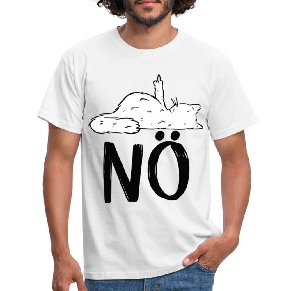 Katze Mittelfinger NÖ Lustiges T-Shirt - weiß
