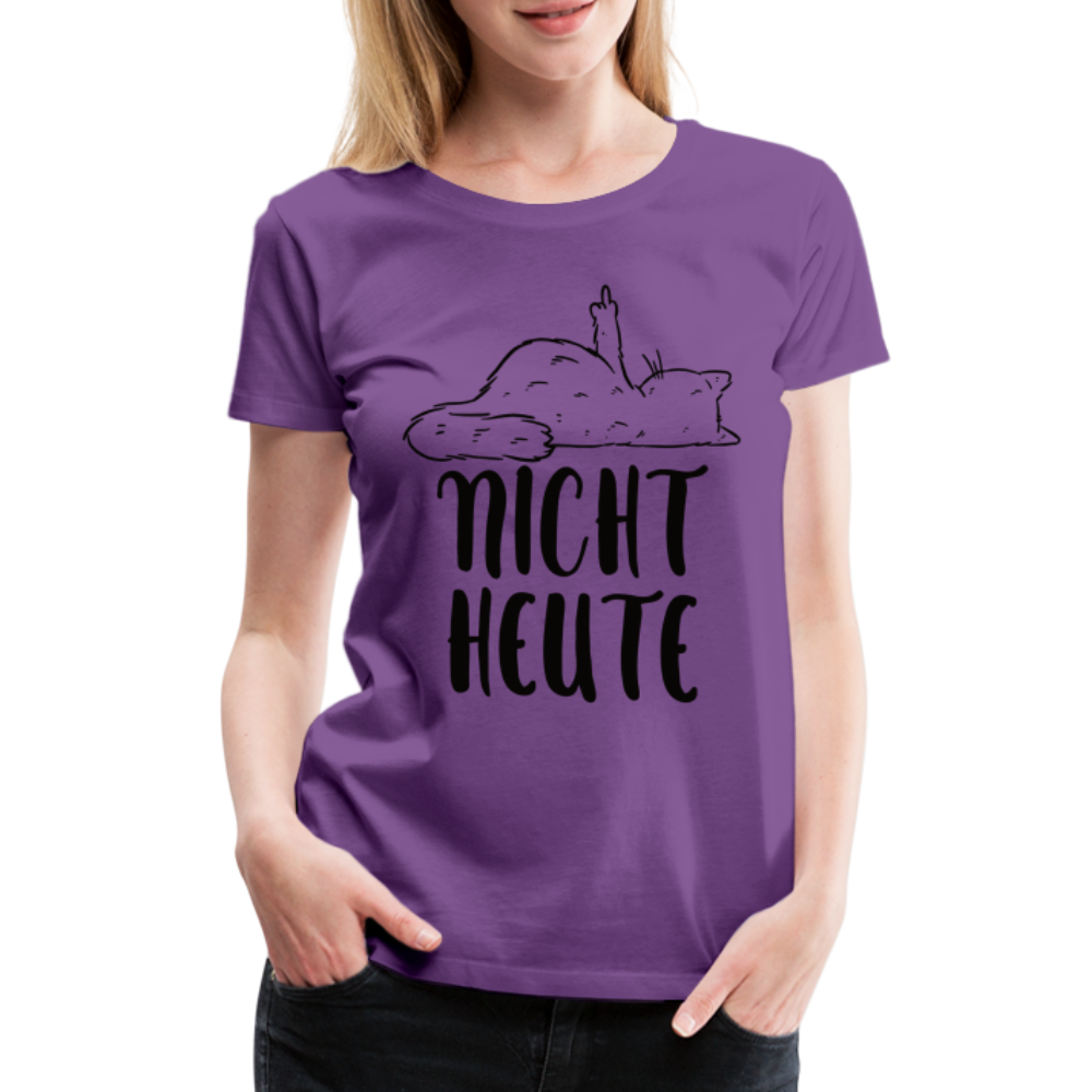Katze Mittelfinger NICHT HEUTE Lustiges Frauen Premium T-Shirt - Lila