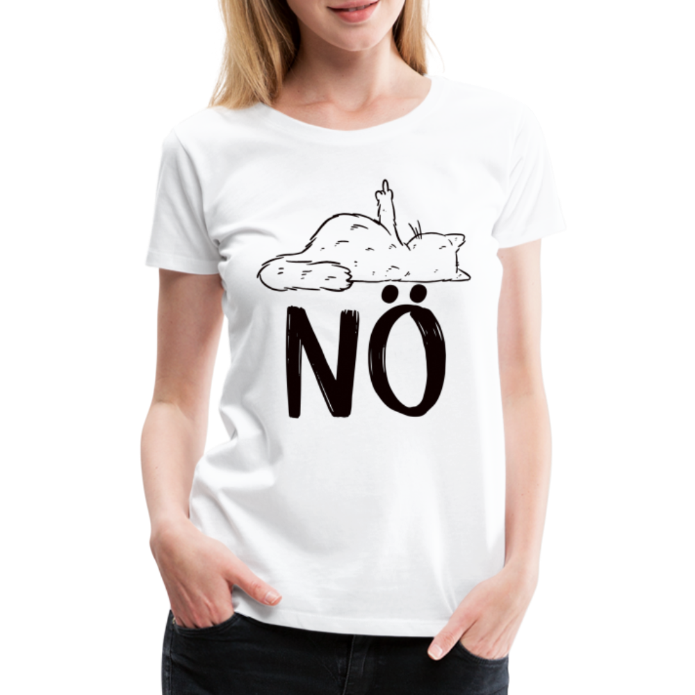 Katze Mittelfinger NÖ Lustiges Frauen Premium T-Shirt - weiß